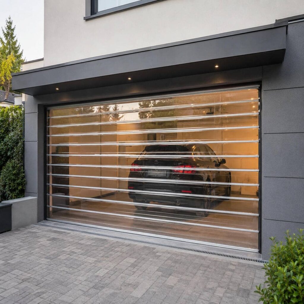 Electric shutter polycarbonate blade 3 کرکره برقی شفاف با طرح شیشه ای پلی کربنات