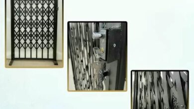 حفاظ آکاردئونی ورودی آپارتمان با پروفیل آهنی محکم