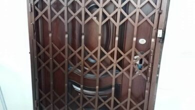قفل درب آکاردئونی با بدنه مقاوم فلزی