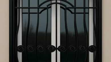 حفاظ پنجره چهار پهلو شکمی گل وسط با فریم مقاوم
