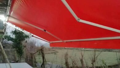 سایبان ریموت دار با پارچه هماهنگ با رنگ نما