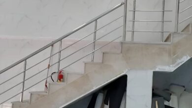 دست انداز راه پله فلزی با پایه مقاوم