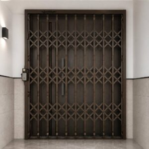 محافظ درب آپارتمان فلزی با طراحی آکاردئونی